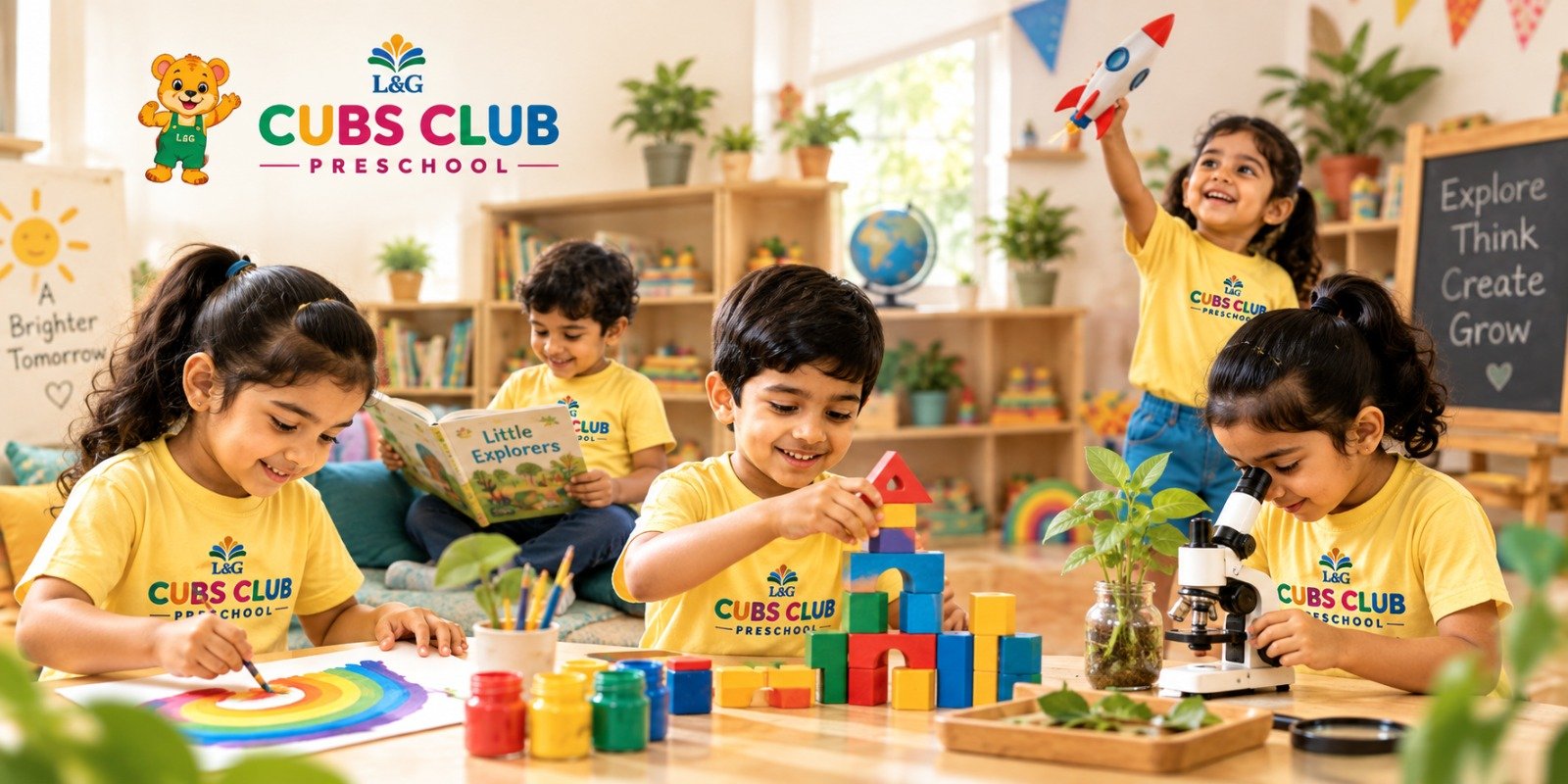 Children naturally engaged in a joyful learning activity at L&G Cubs Club